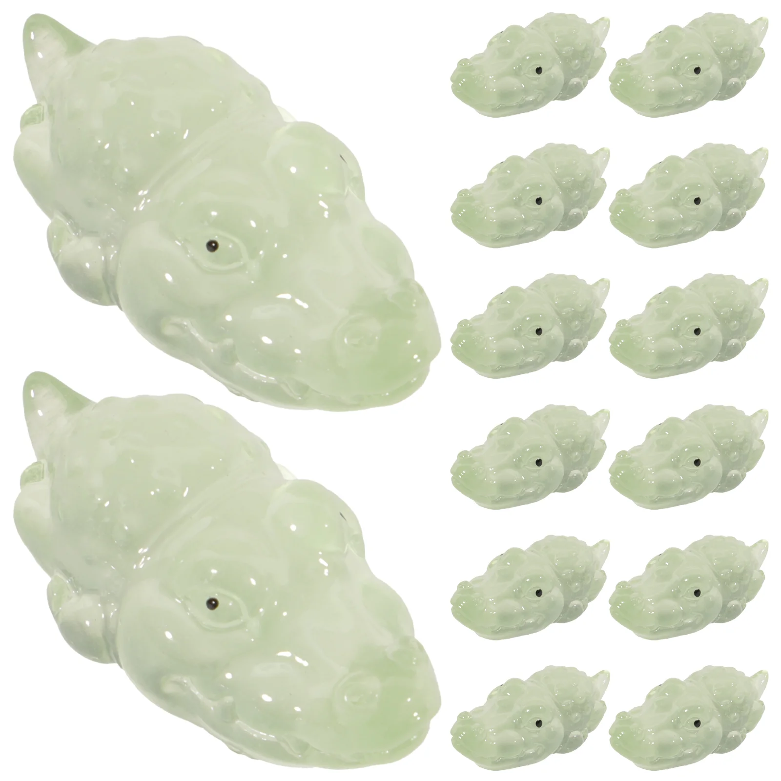 

20 Pcs Glow-in-the-dark Crocodile Moss Landscape Decor Animal Mini Resin Alligator Statue