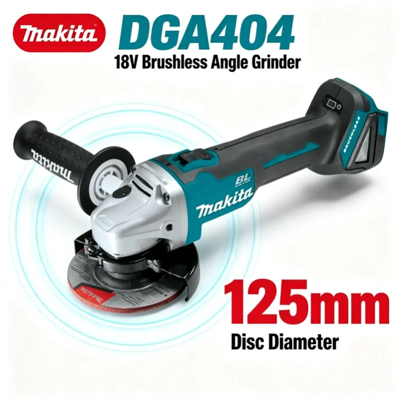 Makita 18V DGA404 125mm Lithium-Ionen Bürstenloser Winkelschleifer, Multifunktionales Akku-Werkzeug für Schleifen, Schneiden, Schweißnahtbearbeitung und Oberflächenbearbeitung in Kellern und auf