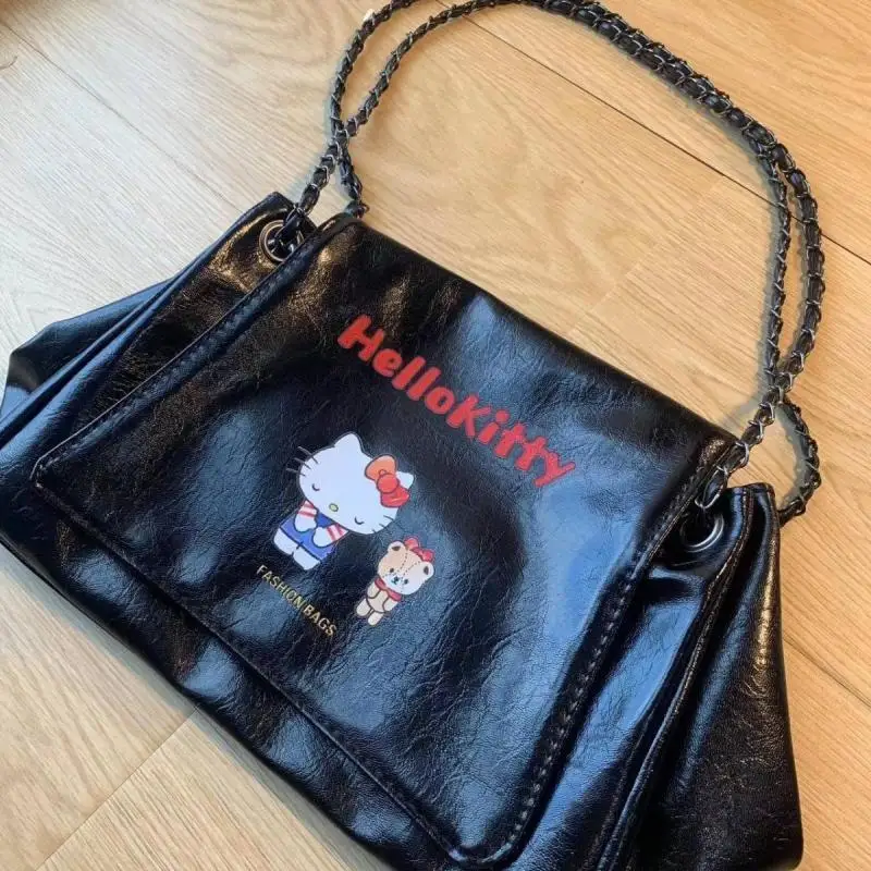 Sanrio Kawaii Hello Kitty sac à bandoulière pour femmes Vintage en cuir Pu fille chaîne sac à bandoulière de luxe sac à main de créateur de qualité supérieure