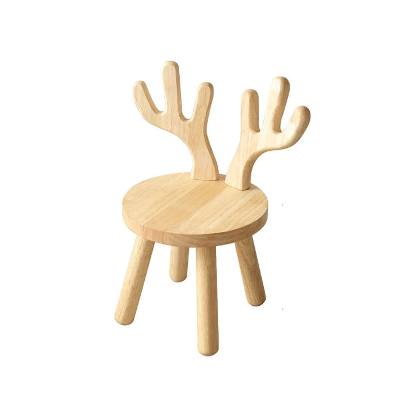 

Deer-Shaped Wooden Stool Rubberwood Seat Multi-Purpose Decor Stool 18.1 inch Height 5.1lbs