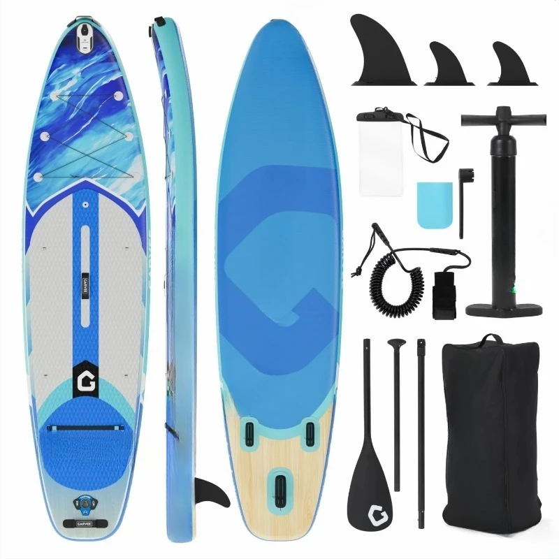 Inflatable Stand Up Paddle Board for Adults,450lbs Load Capacity,Non-Slip EVA Deck,Complete Kit with carrying Bag, 335x86x15 cm