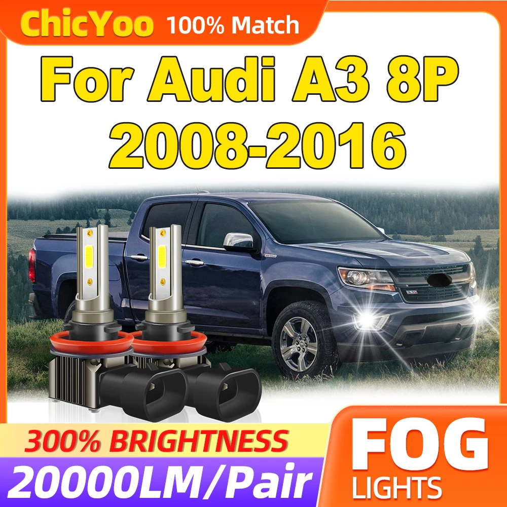 Fit For Audi A3 8P 2008 2009 2010 2011 2012 2013 2014 2015 2016 60W Canbus Fog Lights 20000LM Fog Lamps 12V 6000K White 