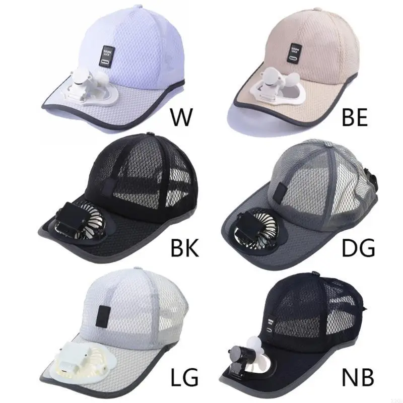 

Adult Summer Sunscreen Mesh Baseball Cap with USB Rechargeable Mini Cooling Fan