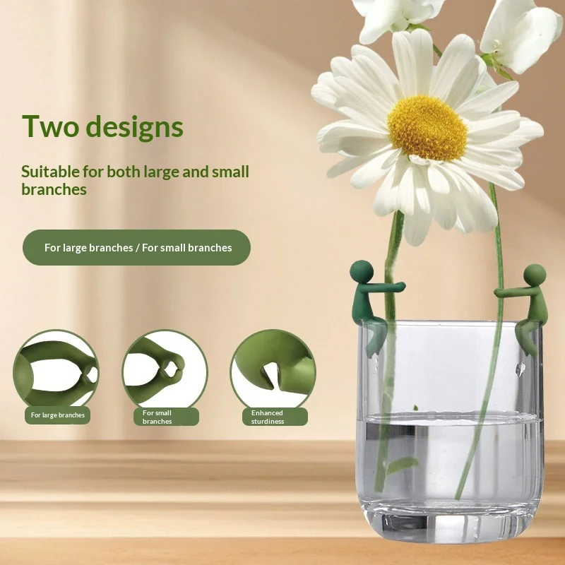 Cute Mini Figure Floral Stem Fixing Clips Two-size Clamping Mouth Non-scratch Plant-friendly Silicone for Office Desk Floral Ornament Office Decor Enthusiasts plant clips plantas accesorios