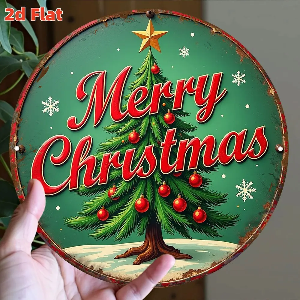 2D Flat Printing 1pc Round Wooden Art Ornament, Featuring Warm Greetings Like 