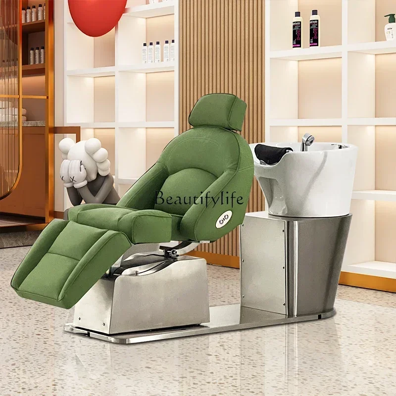 

Health Therapy Electric Lifting Shampoo Chair for Hair Salon Rotating Semi-Full Lying Flushing Bed