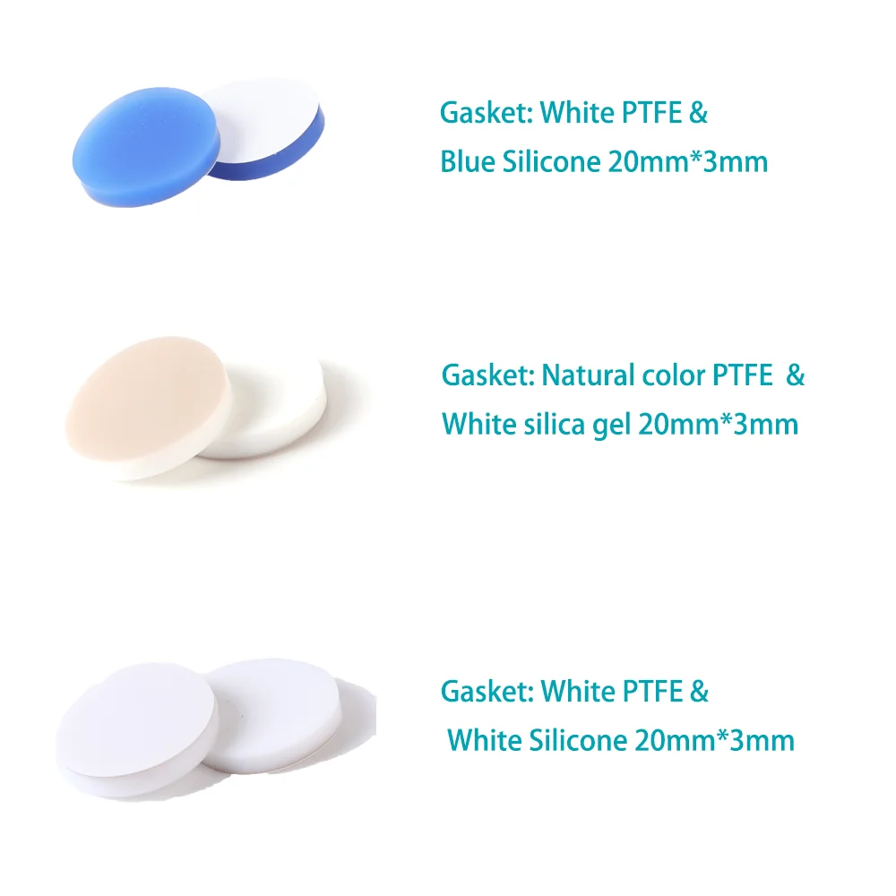 Natural color PTFE / White Silicone Septa,Crimp top 20mm*3mmAluminum Cap,10mm Center Hole For 20ml vial 100 Pieces 20*3mm Gasket