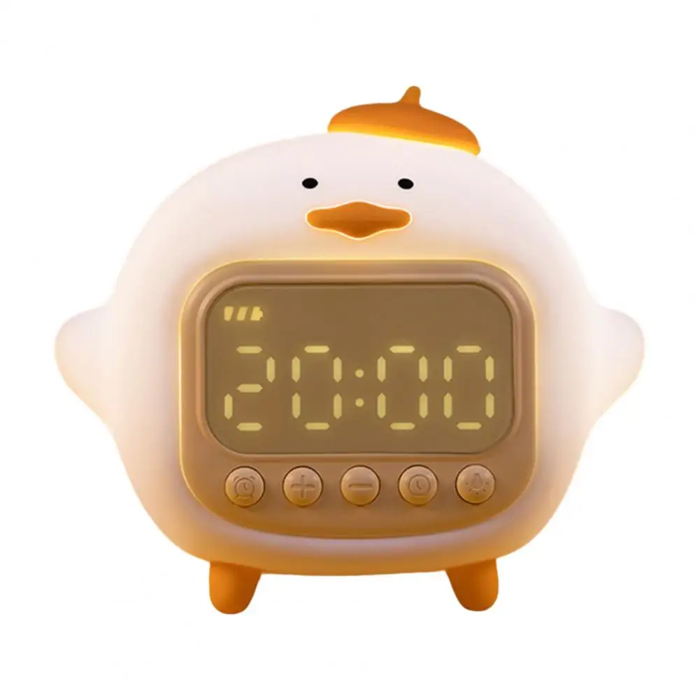 Precise Children Alarm Clock with Sleep Timing Night Light Timekeeping Adorable Lovely Duckling Sleep Training Clock