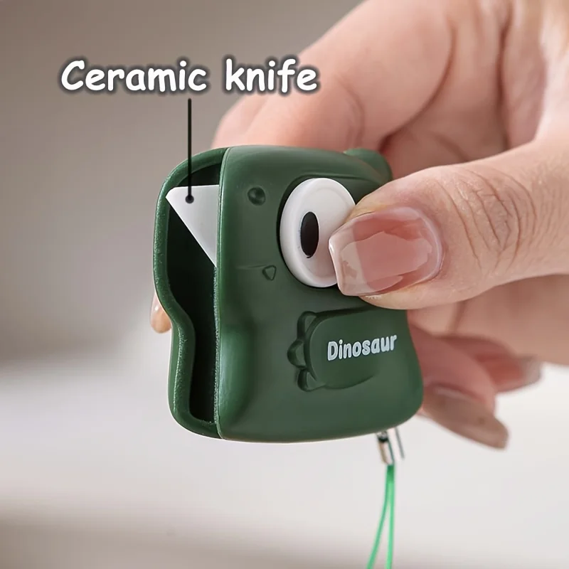 Ceramic Box Cutter with Knob, Cute Dinosaur Design, Portable & Ergonomic Package Opener, Ideal Office Tool for Box Unboxing