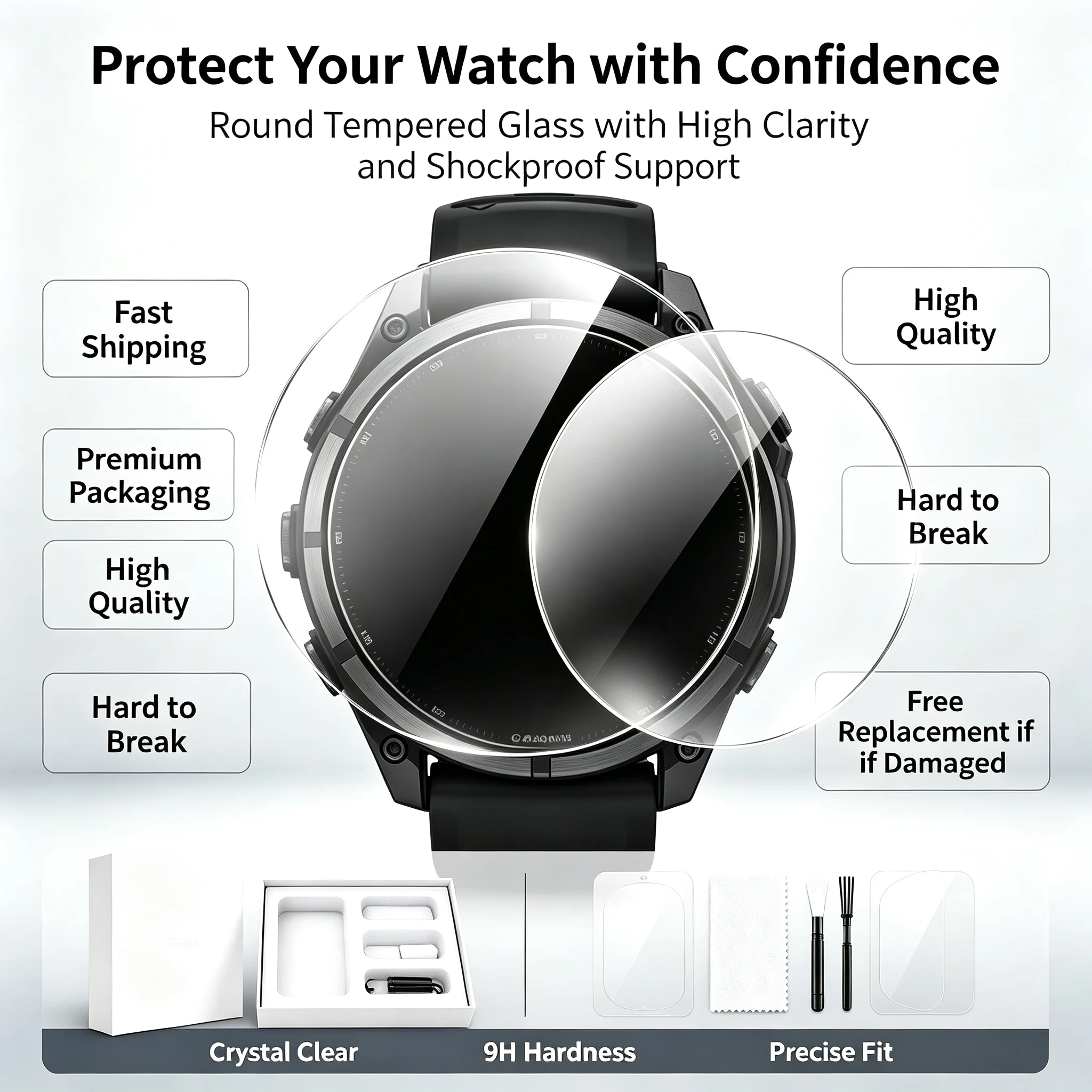 For Garmin Fenix 9 Pro 51/47/43MM HD Tempered Glass Screen Protector for GARMIN Fenix9 Fenix9Pro Smartwatch Protective Glass