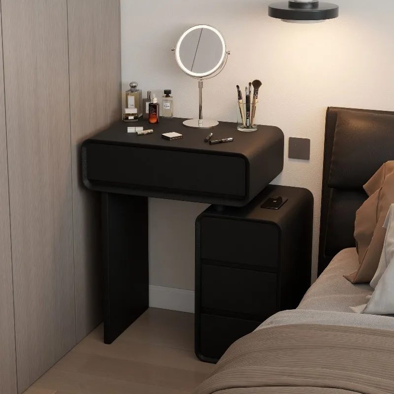 Solid wood dresser bedside table integrated light luxury small apartment retractable dresser with chest cabinet new explosion