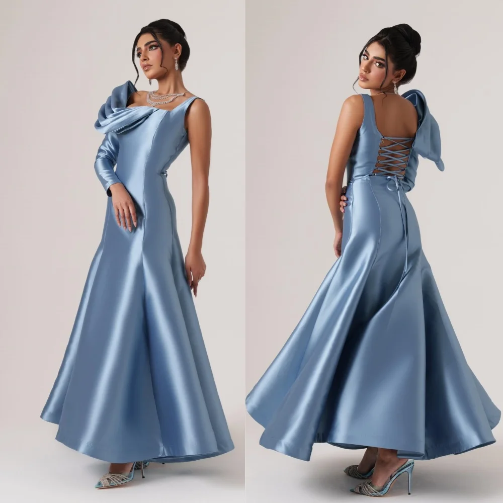 Elegant One-shoulder Mermaid Floor Length Quinceanera Dresses Layered  Satin Formal Occasion Gown вечернее платье Платья для вып