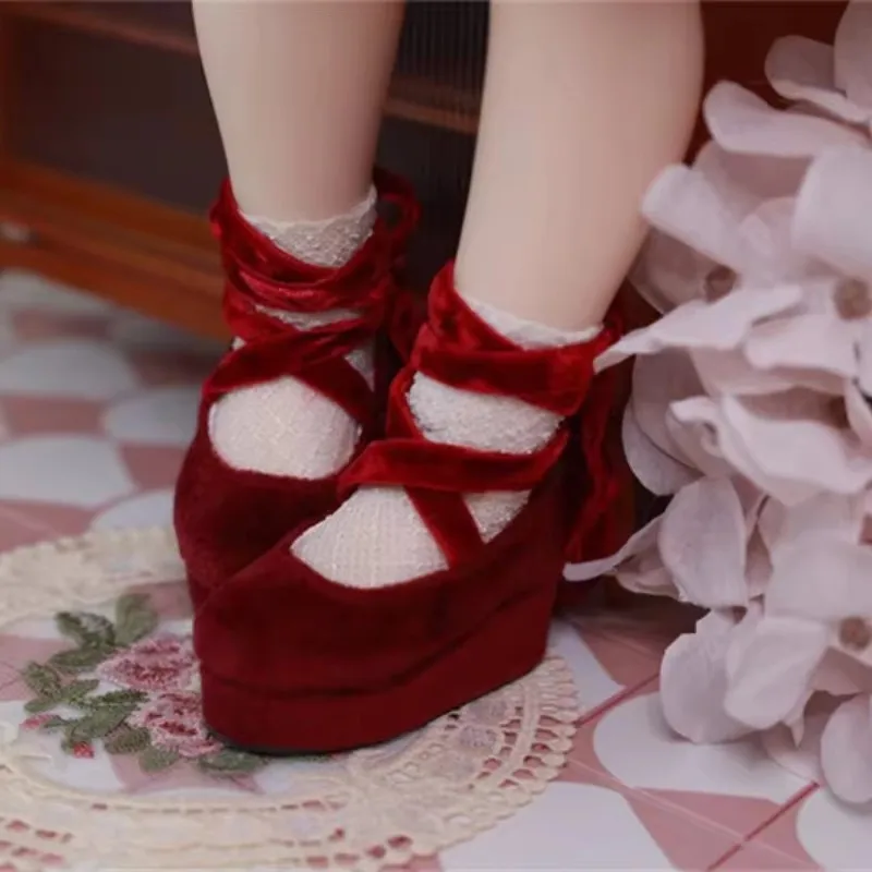 

BJD Doll TF 1/4 MSD Bear Sister Girls Shoe Pink Purple Square Toe Cross Buckle Thick-soled Dance Soft Stain Toy Doll Accessories