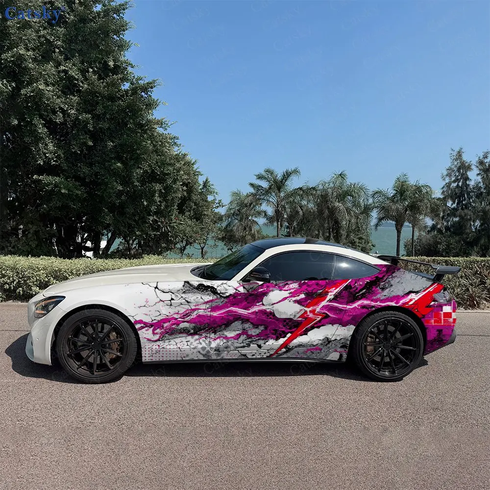 2pcs Block Sharp Stripe Racing Style Car Side Wrap, Self-Adhesive PVC Waterproof & Scratch-Resistant Sticker, Car Accessory Gift