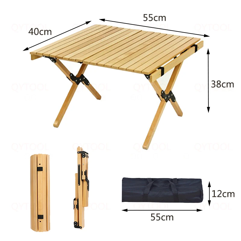 Roll Table Camping Wooden Portable Folding Small Table for Outdoor Foldable Backpacking Table Ultralight for Picnic Equipment