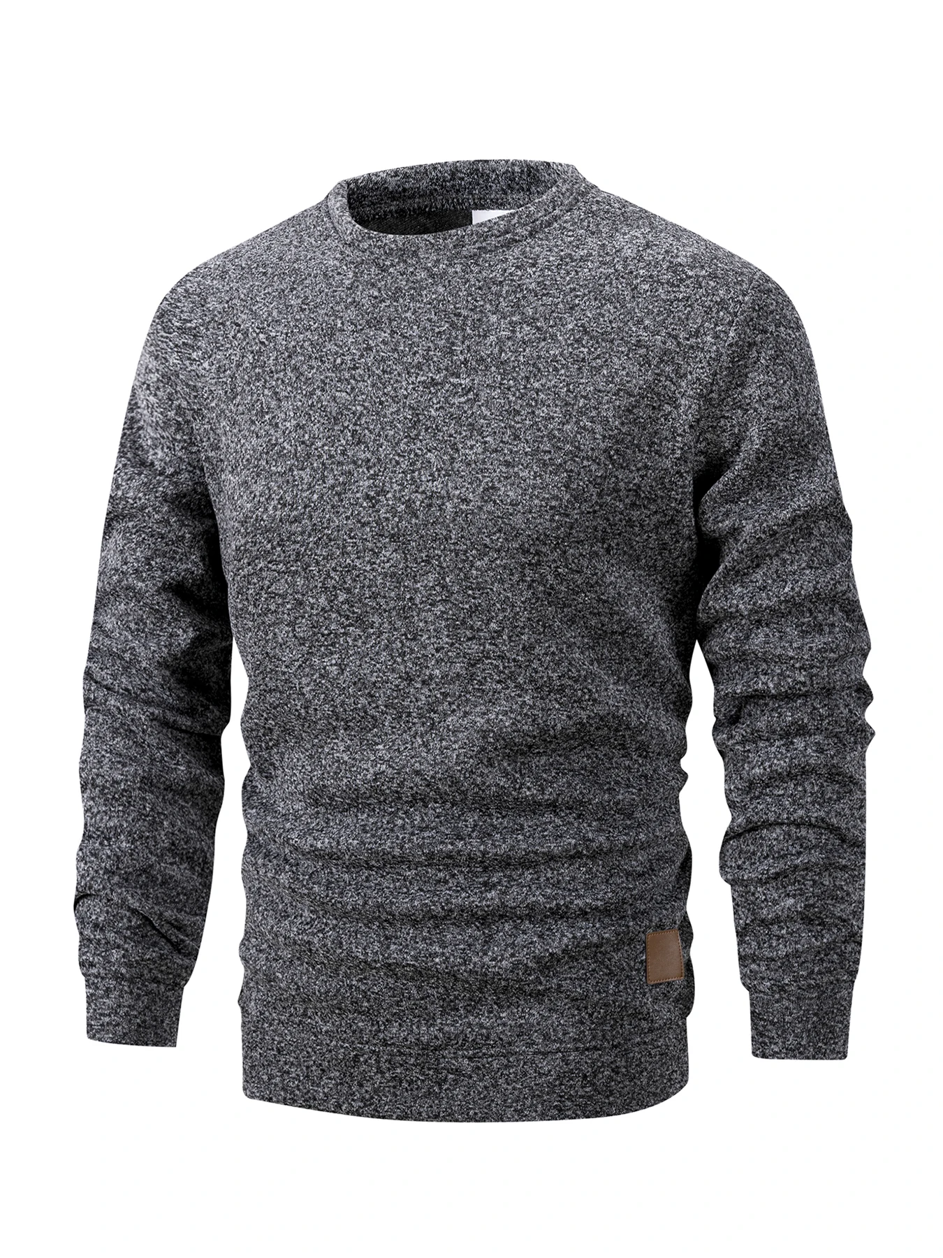 Men's Crew Neck Heather Sweatshirt Autumn Winter Warm Pullover Ribbed Trim Reinforced Stitching Casual Daily Wear