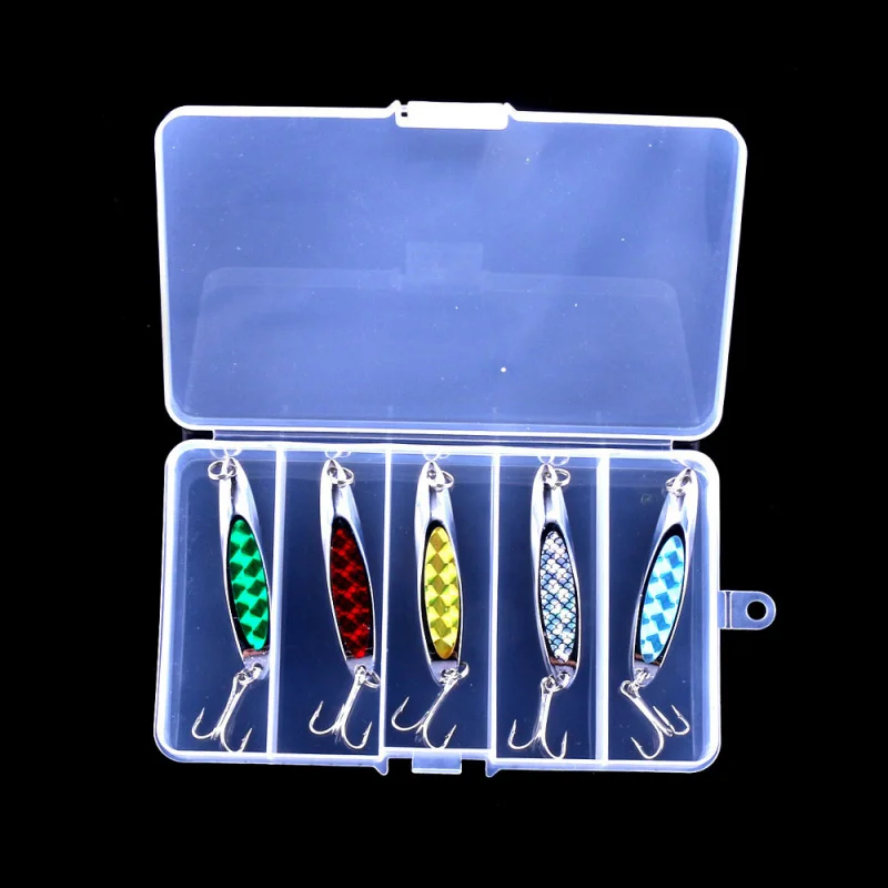 5PCS 7CM 21G Artificial Bait Set with 4 Laser-Reflective Sequin Angled-Cut Biomimetic Hard Bait for Bass And Sn
