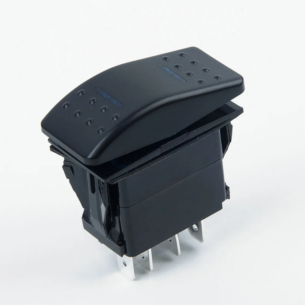 Reliable 7Pin DPDT ON OFF ON Rocker Switch, Blue LED Indicator, Suitable for Cars, Trucks, and Marine Vehicles