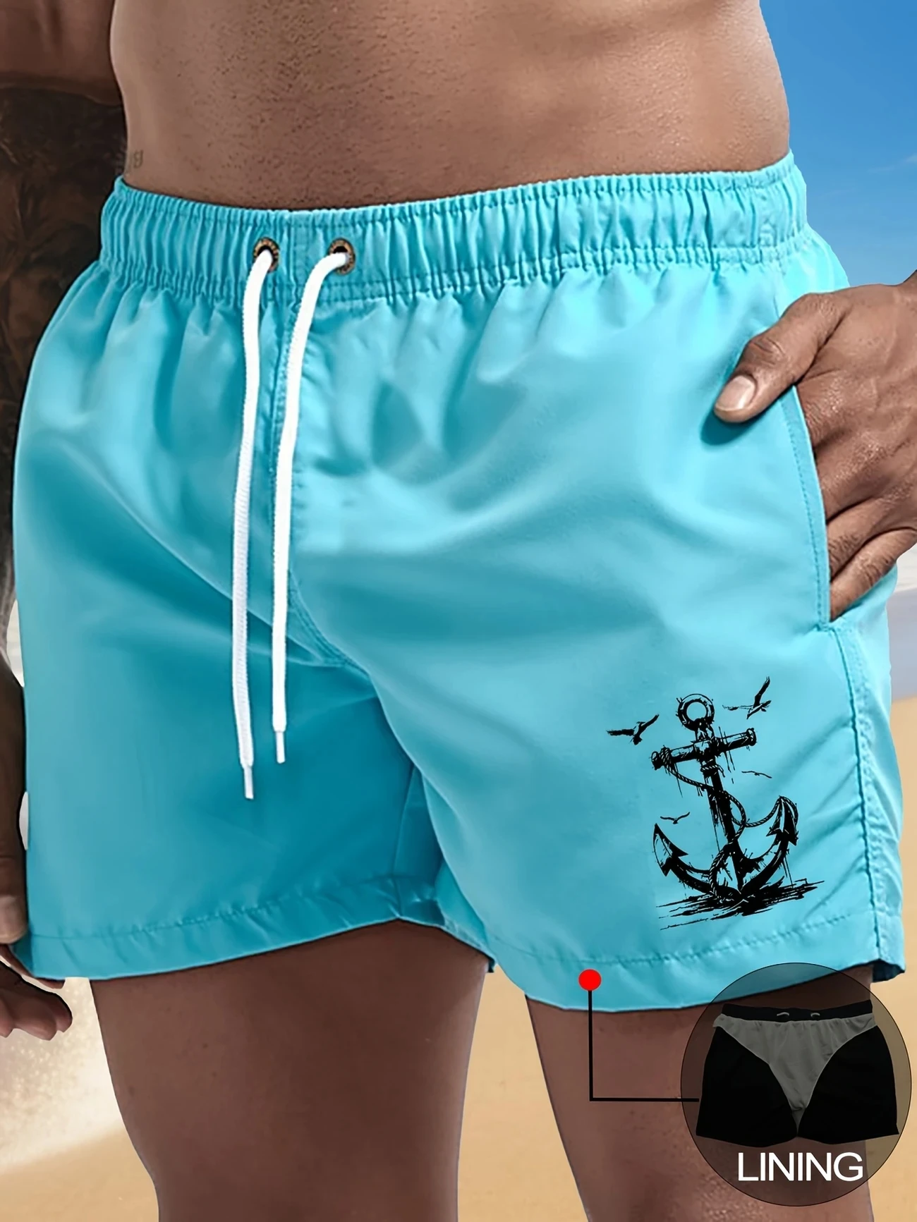 شورتات الشاطئ المخصصة للرجال شورتات رياضية صيفية مع رباط خفيفة الوزن لصيف ركوب الأمواج وجيوب مبطنة لقضاء العطلات #2
