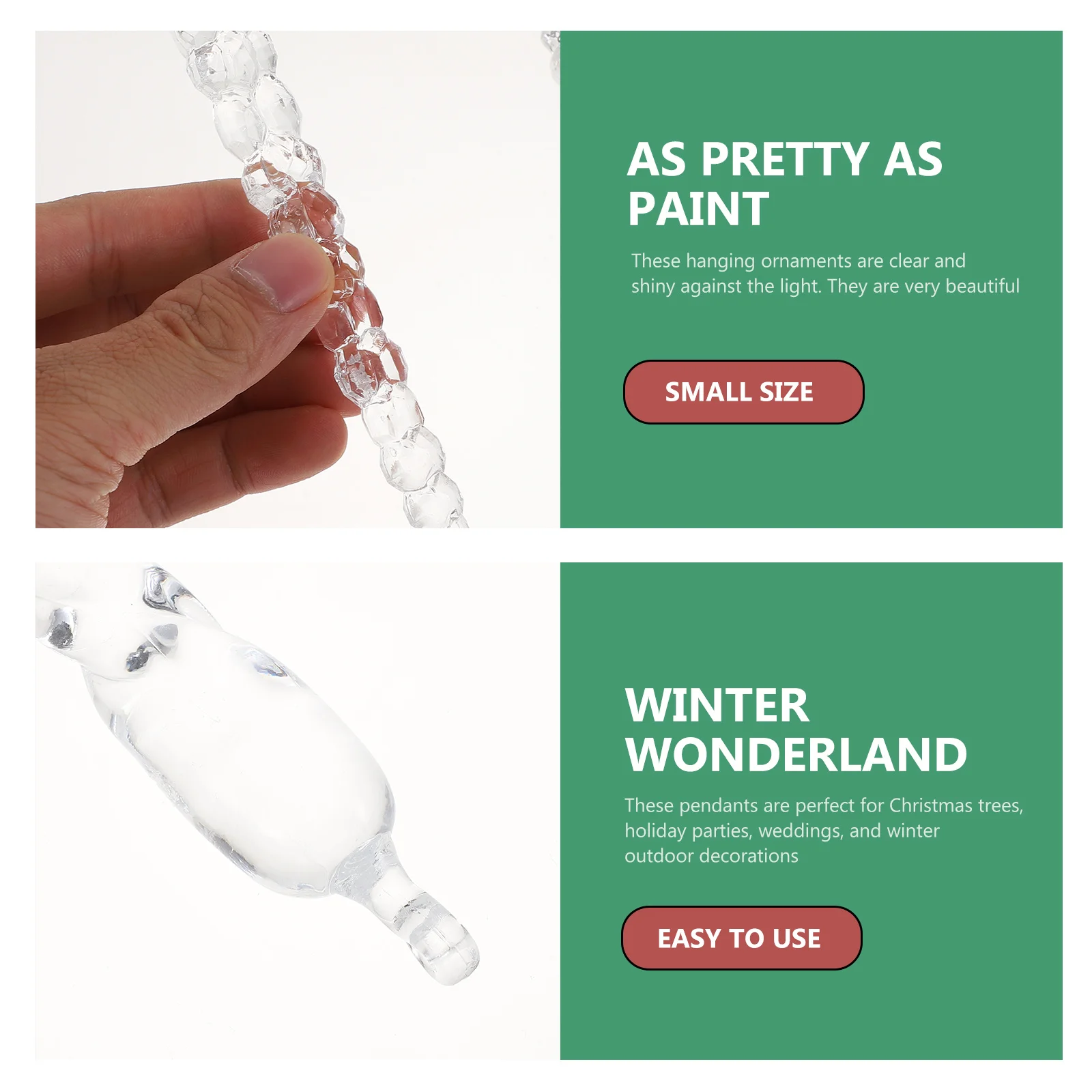 

13Pcs Acrylic Icicle Pendants Clear Hanging Decorations Wedding Party Christmas Tree Holiday Winter Festival Ornaments