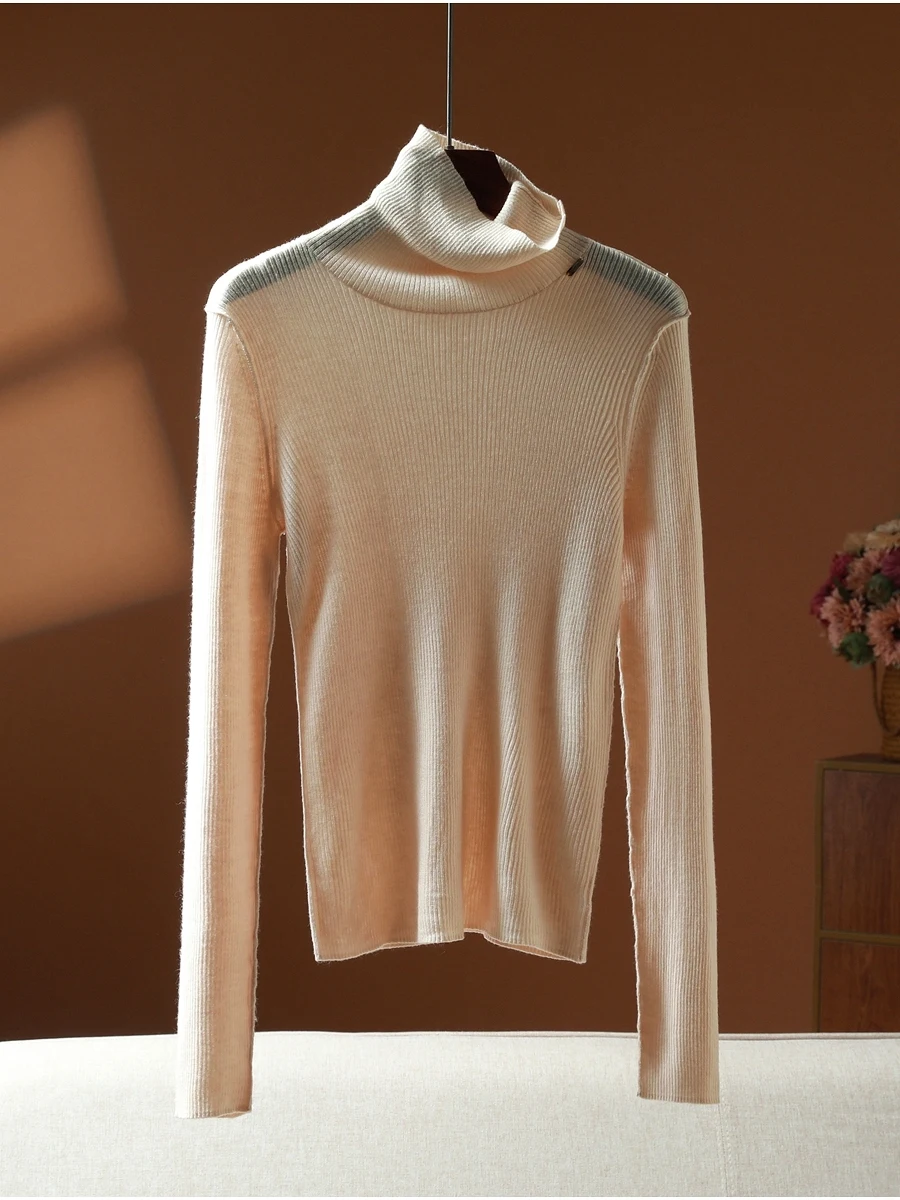 

Мягкий шерстяной вязаный свитер с высоким воротником, универсальный базовый слой, серия Ms26, женская весенняя коллекция Faion Long Sve