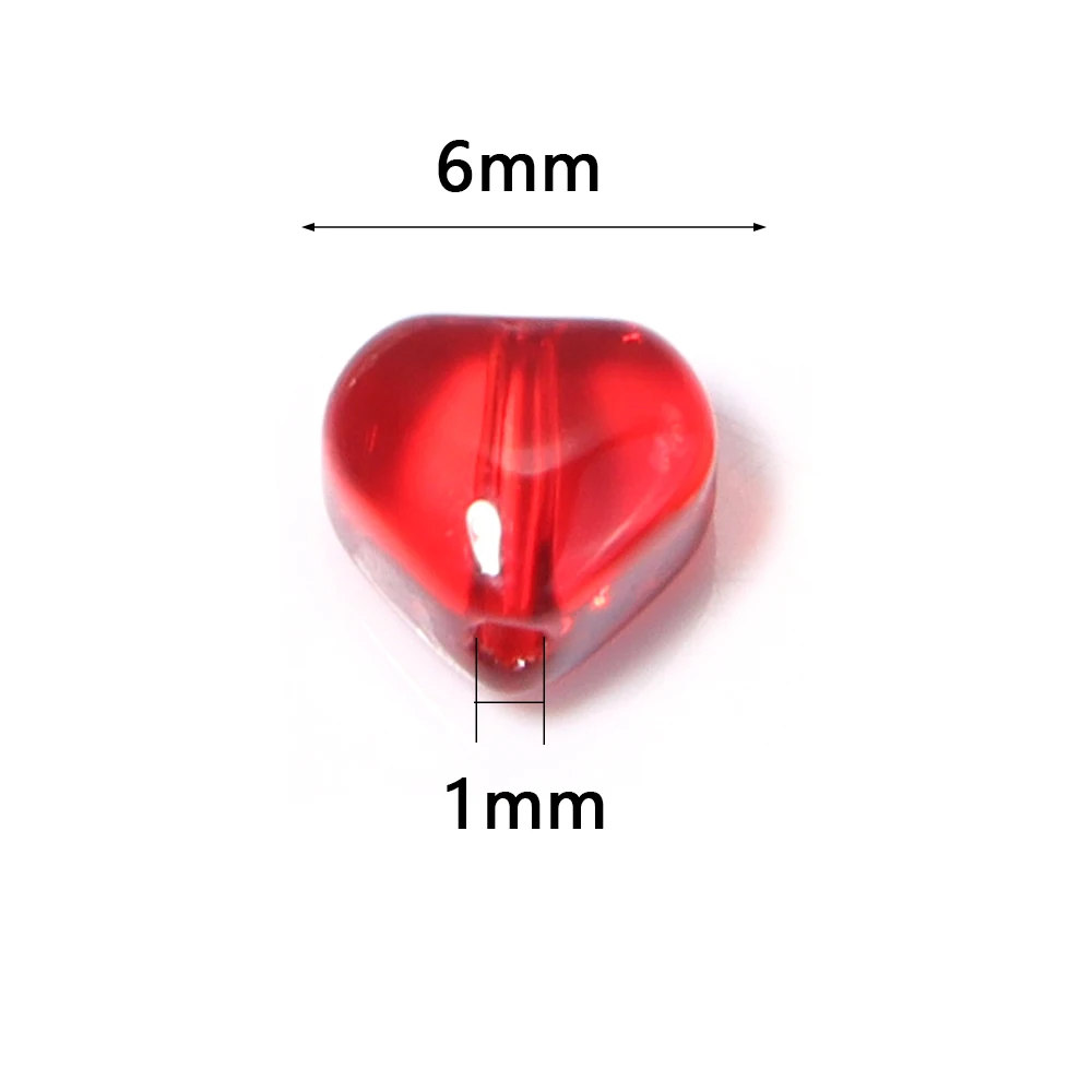 50pcs/lot 6mm Colorful Heart Shape Lampwork Beads Loose Glass Spacer Beads For DIY Necklace Bracelet Pendant Jewelry Accessories view 2