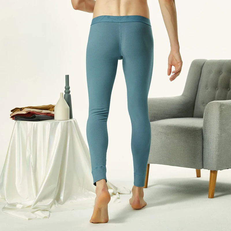 Sexy magro estiramento calças de malha dos homens cor sólida respirável macio confortável pijamas calças para homem 2025 primavera casual pijamas pant