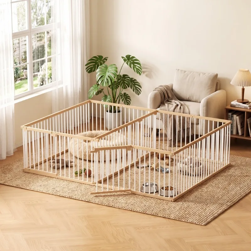 Freestanding Modular Pet Fence Indoor No Drill Metal Small Medium Protective Gate Removable Kennel Pet Fence Pet Supplies