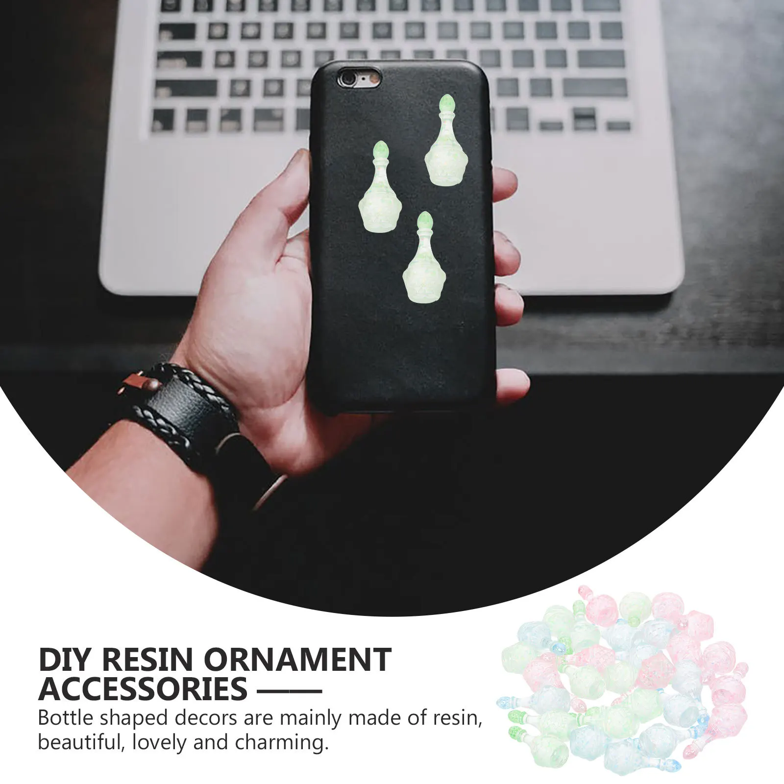 

30Pcs Resin Charms Bottle Shape DIY Phone Case Decor Hairband Ornaments Creative Miniature Craft Accessories Resin Charms