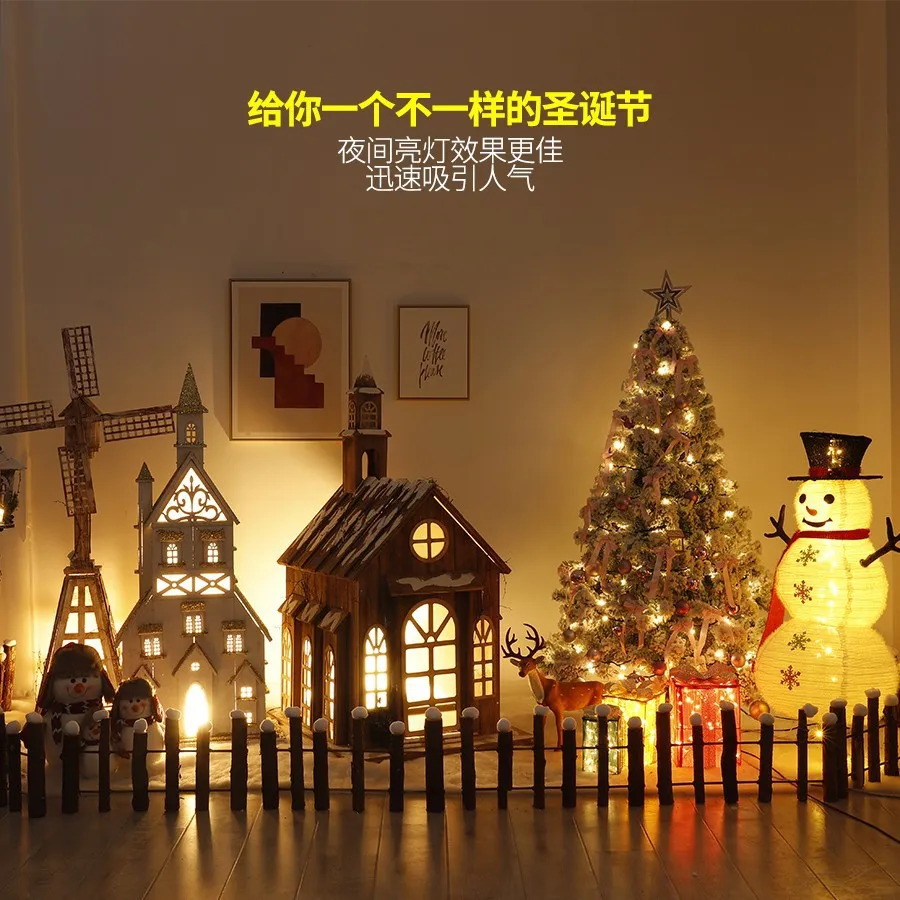 عيد الميلاد فندق التسوق مول بار مشهد كبير الديكور Meichen متوهجة القلعة منزل عطلة الزينة