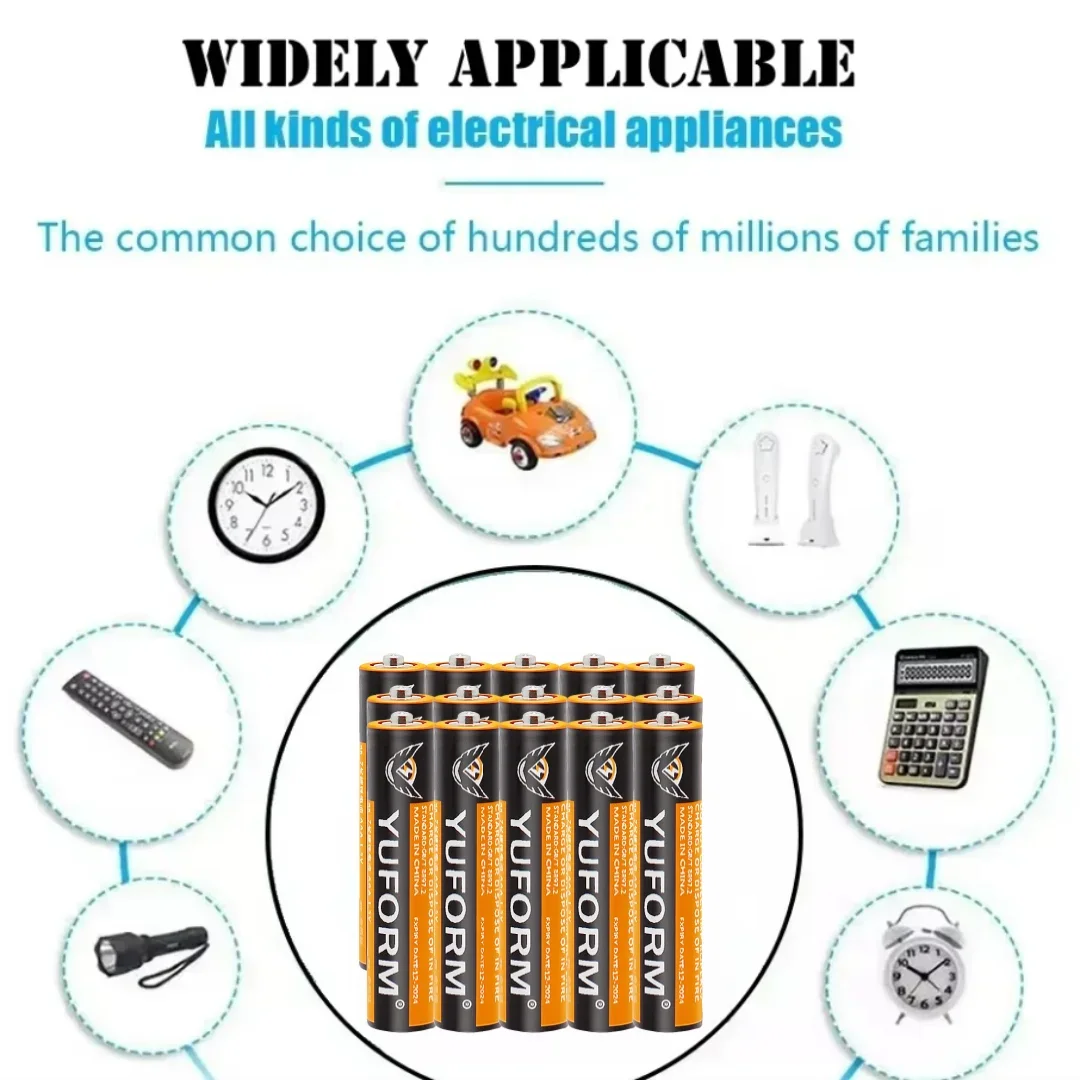 بطاريات زنك كربون AA 1.5 فولت للألعاب مشاعل وجهاز تحكم عن بعد وساعة ماوس لاسلكية وأضواء LED (سعة عالية) #3
