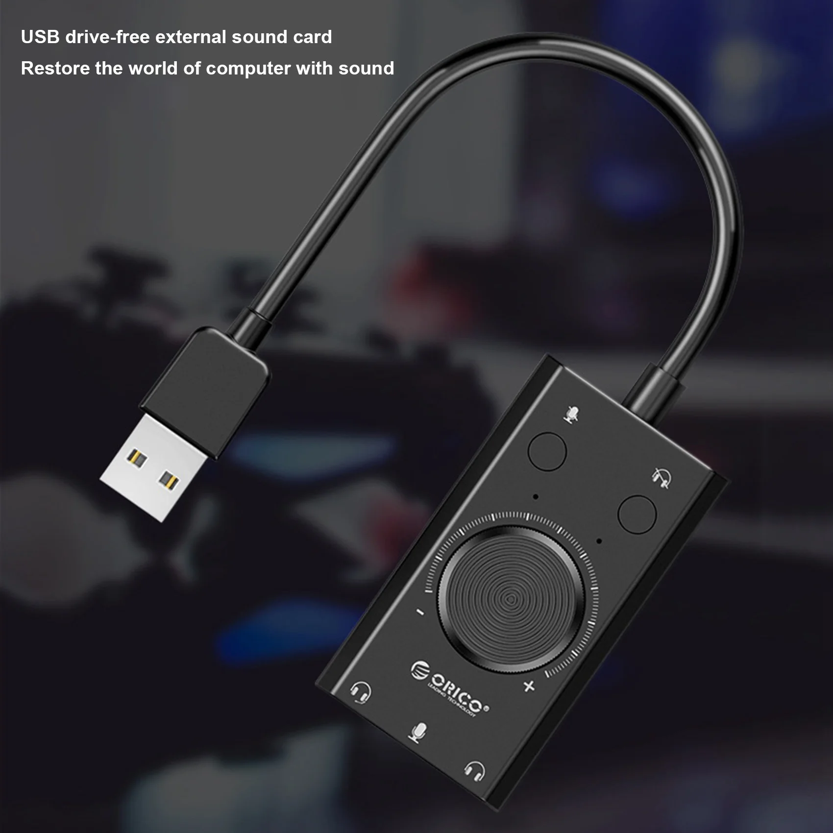A46U ORICO SC2-BK External USB Sound Card USB Audio Adapter Headset Drive-Free Sound Card for Laptop Desktop Computer