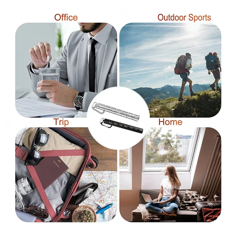 Portable Travel Pill Box Cases Sealed Waterproof 7 Days 7 Grids Organizer Tablet for Travel Medicine Vitamin Fish Oils Aluminum