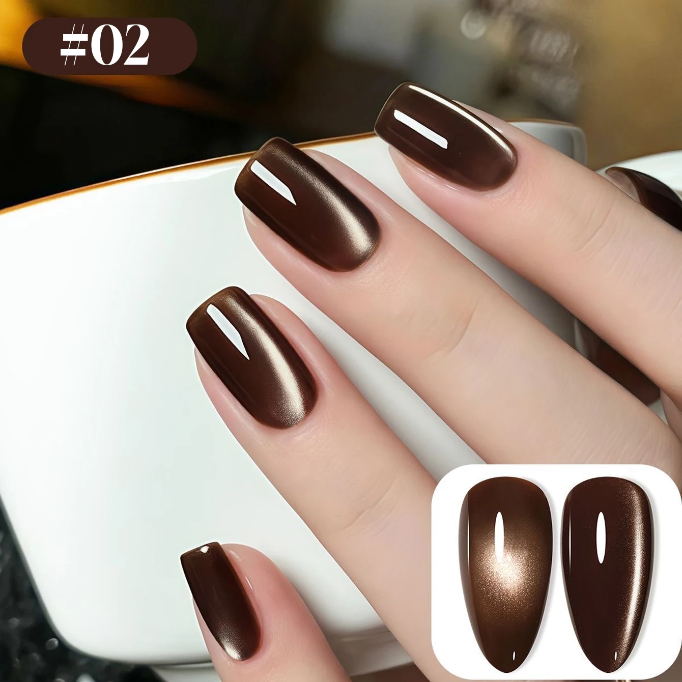 12ML 1-16PCS Hot Selling Brown Black Glass Bead Whitening Manet Cat Eye Gel Nail Polish 2026 New Brown Nails Nail Stuff