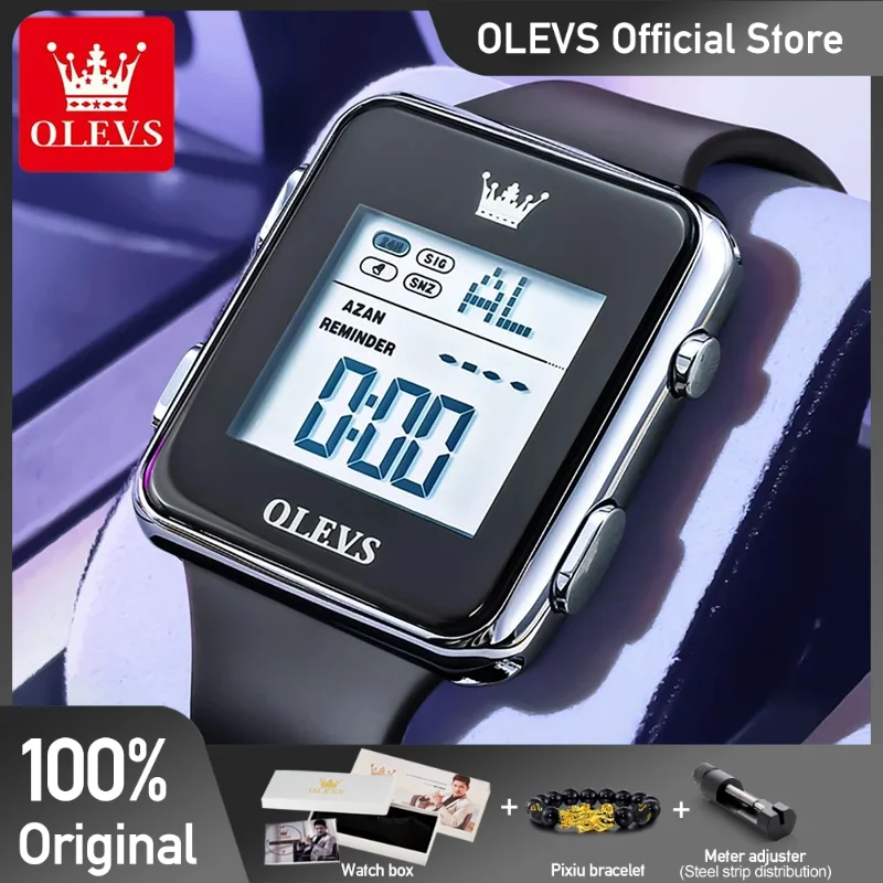 

OLEVS 1105 Mens Watch Original Multifunctional Chronograph Electronic Watch For Man Silicone Strap Waterproof Luminous Fashion