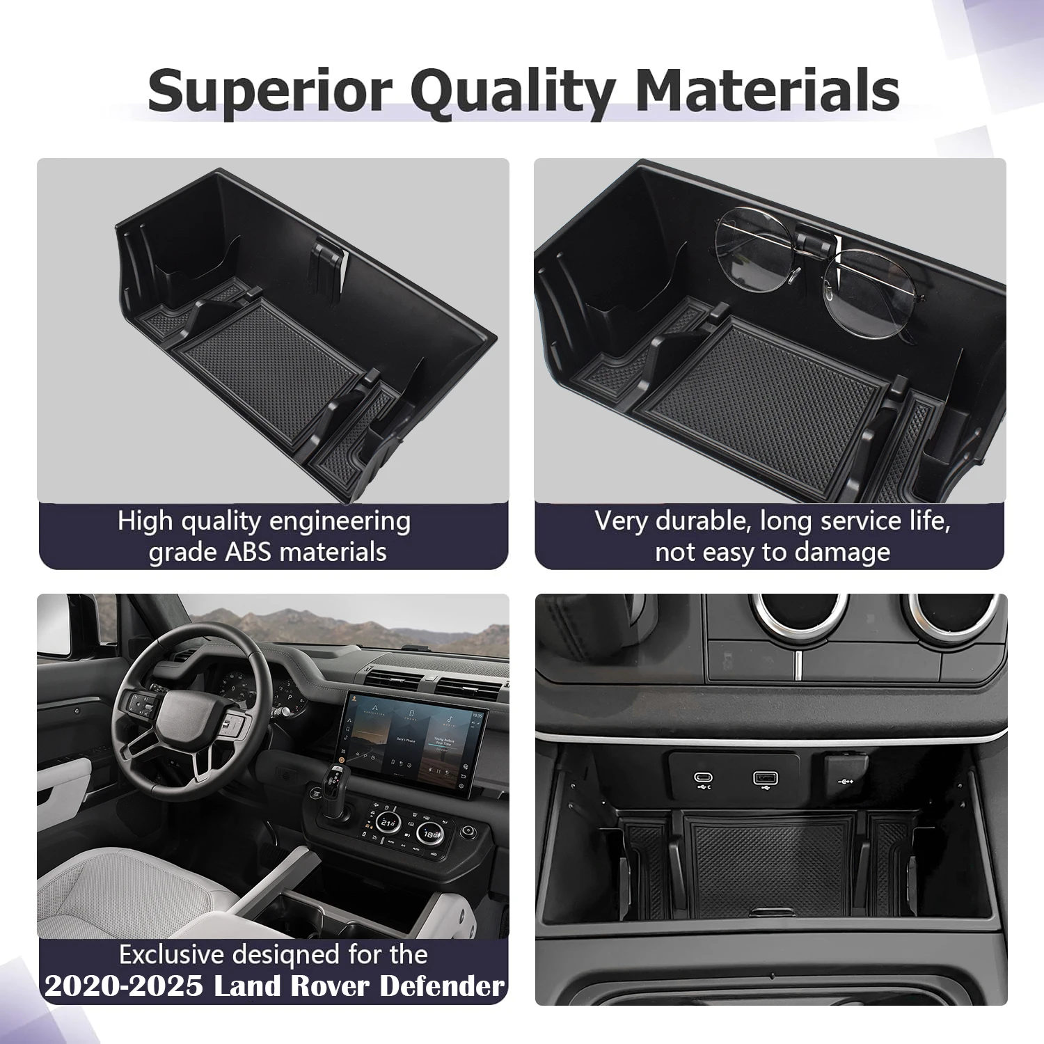 Center Console Middle Organizer For Land Rover Defender 90 110 130 Accessories 2020-2025 Center Console Storage Box Accessories - Image 4