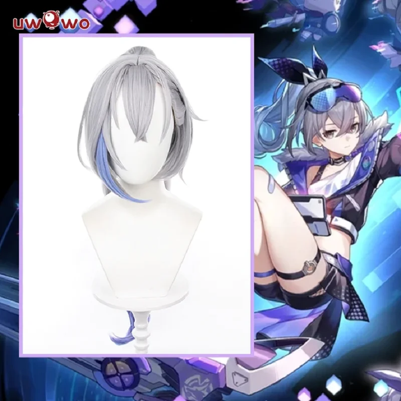 

UWOWO Silver-Wolf Cosplay Wig Honkai Star Rail Cosplay Silver-Wolf Hackerr Stellaron Hunterss HSR Cosplay Wig Middle Silver Wig