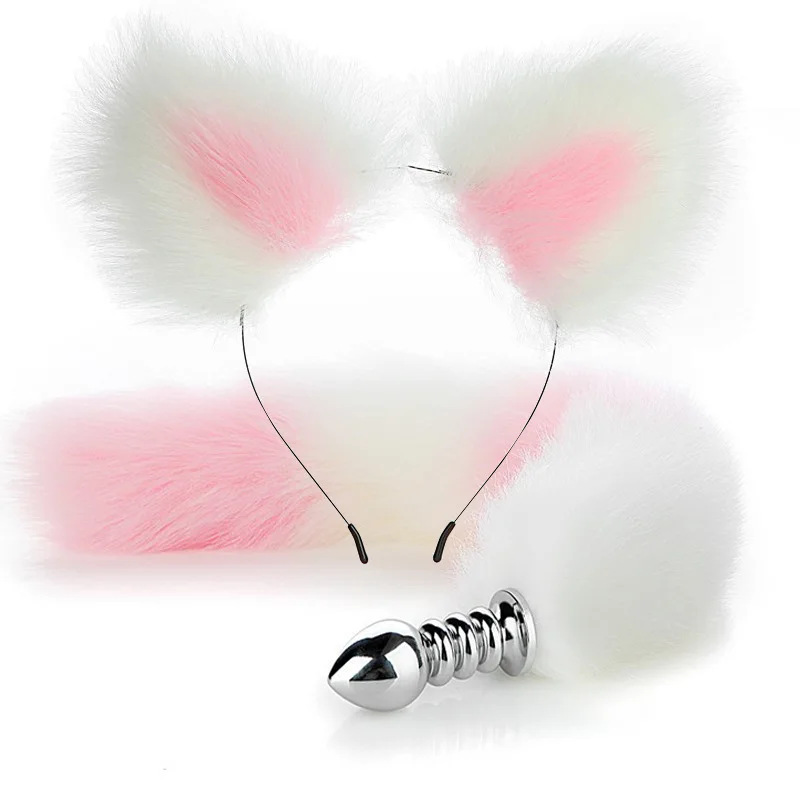 sm fun fox tail anal plug metal back court plug adult products artificial three-ring tail set play manufacturers