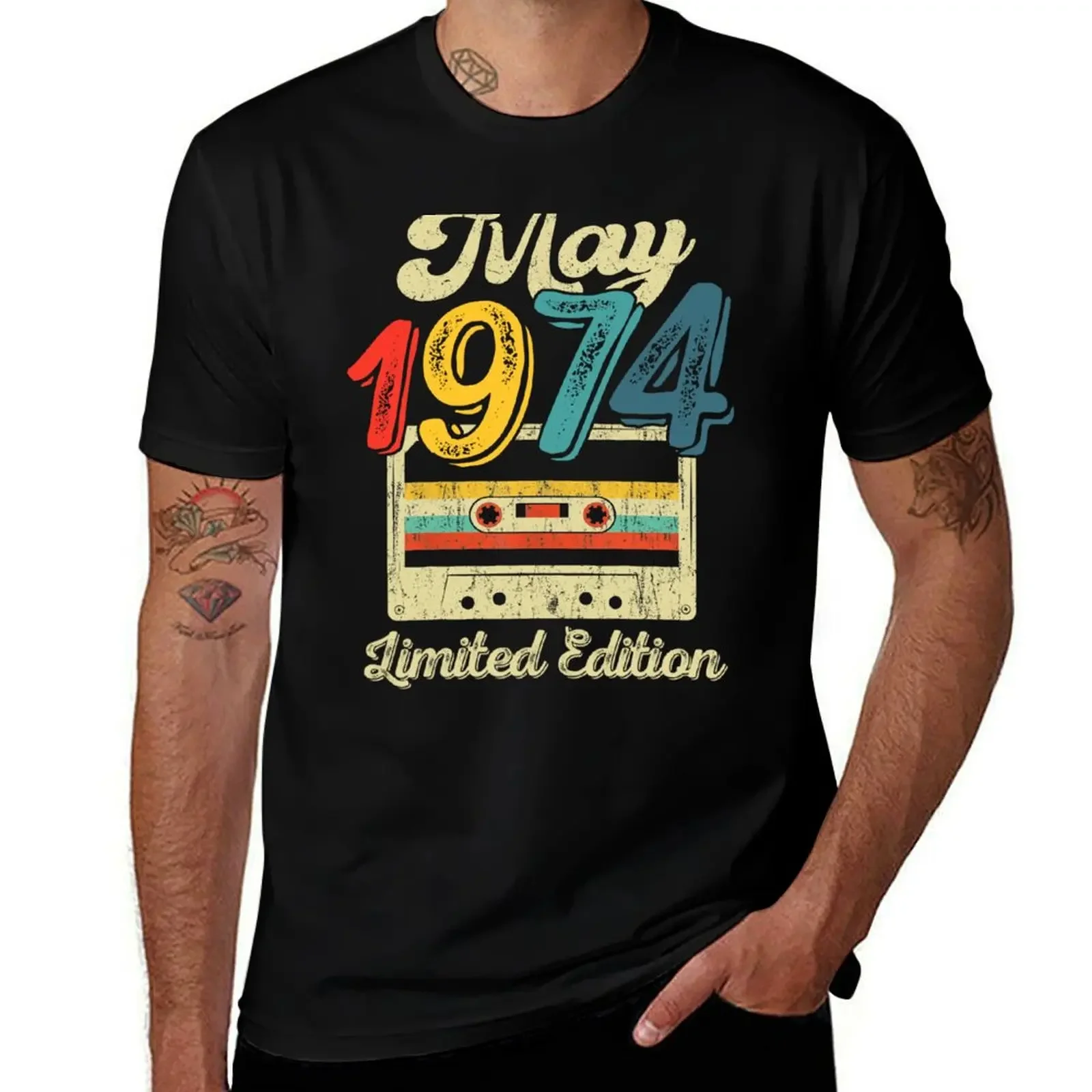 50 Years Old Gifts Retro May 1974 Cassette 50th Birthday T-Shirt rapper graphic tees blue archive mens tall t shirts