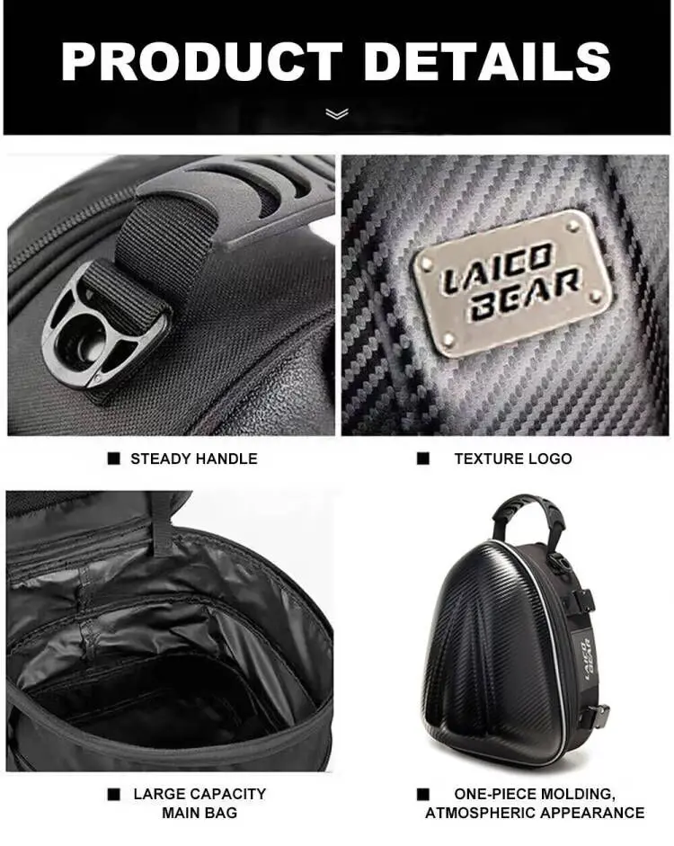 Carbon Fiber Motorcycle Bag Waterproof Motorcycle Tail Bag Tailbag Rear Pack Backseat Pack Backpack Crossbody Bag Kit Helmet Bag image 6