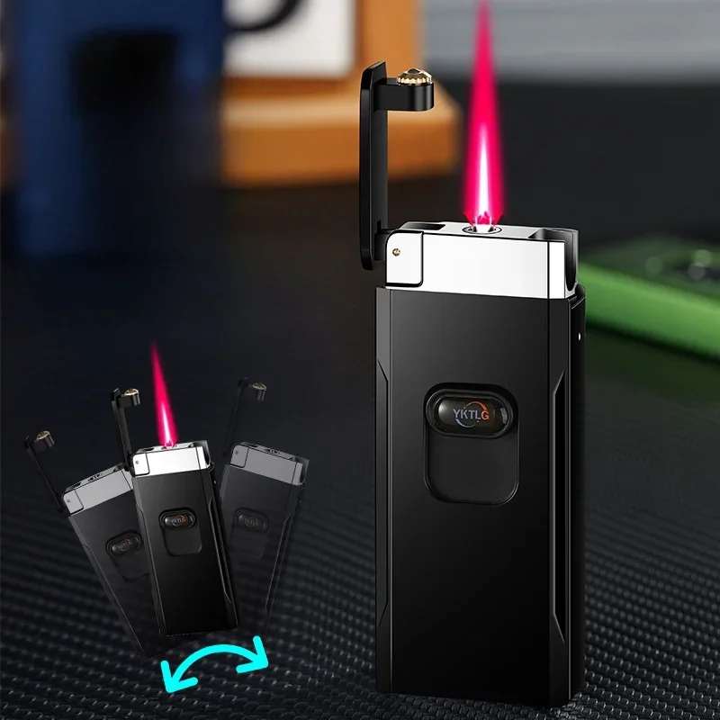 Creative Lift Gravity Sensing Shake Ignition Butane Gas Lighter Windproof Jet Red Flame USB Charging Electric Lighters Smoking