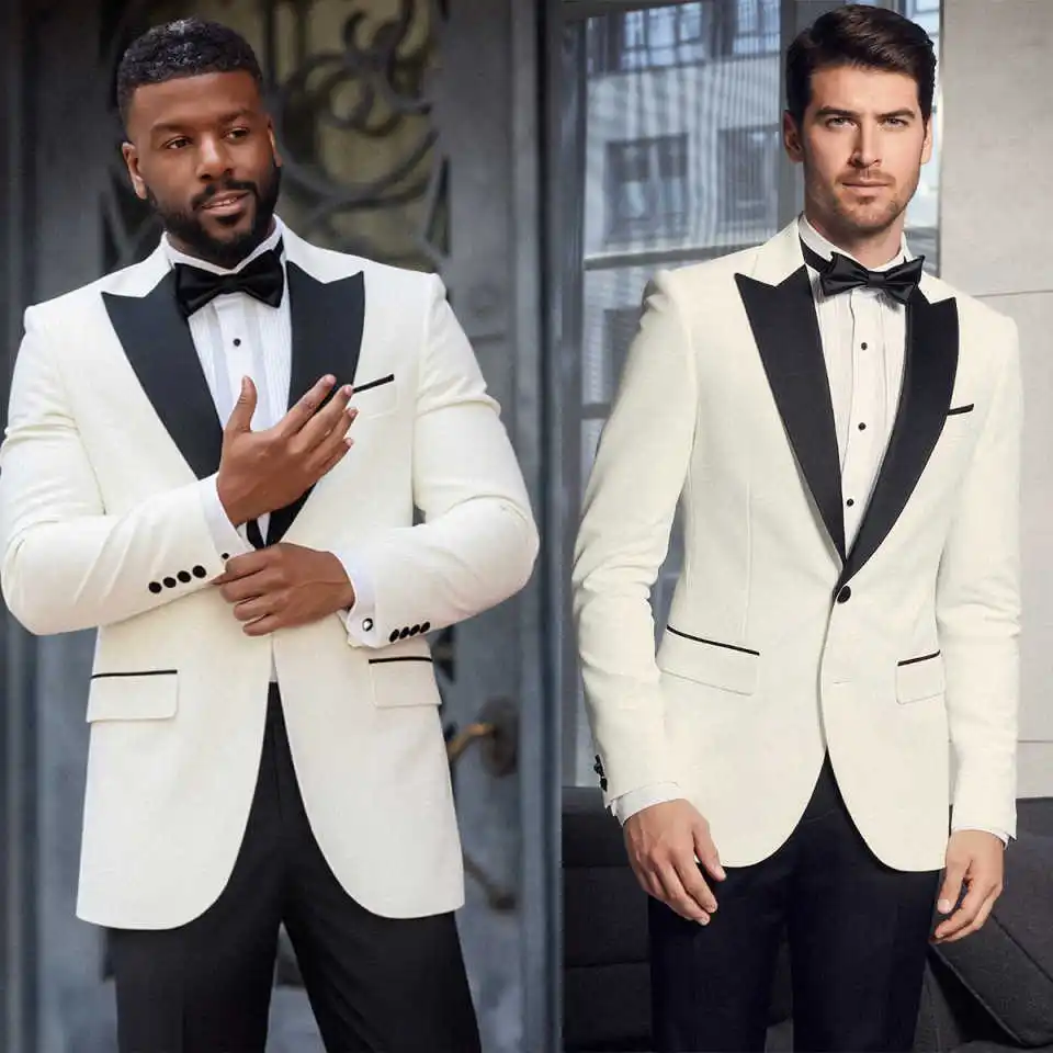 

Patchwork Man Suits 2 Pcs Blazer Pants Plus Size Peaked Lapel Wedding Groom Tuxedos Customized Prom Evenings Dinner Party Suits