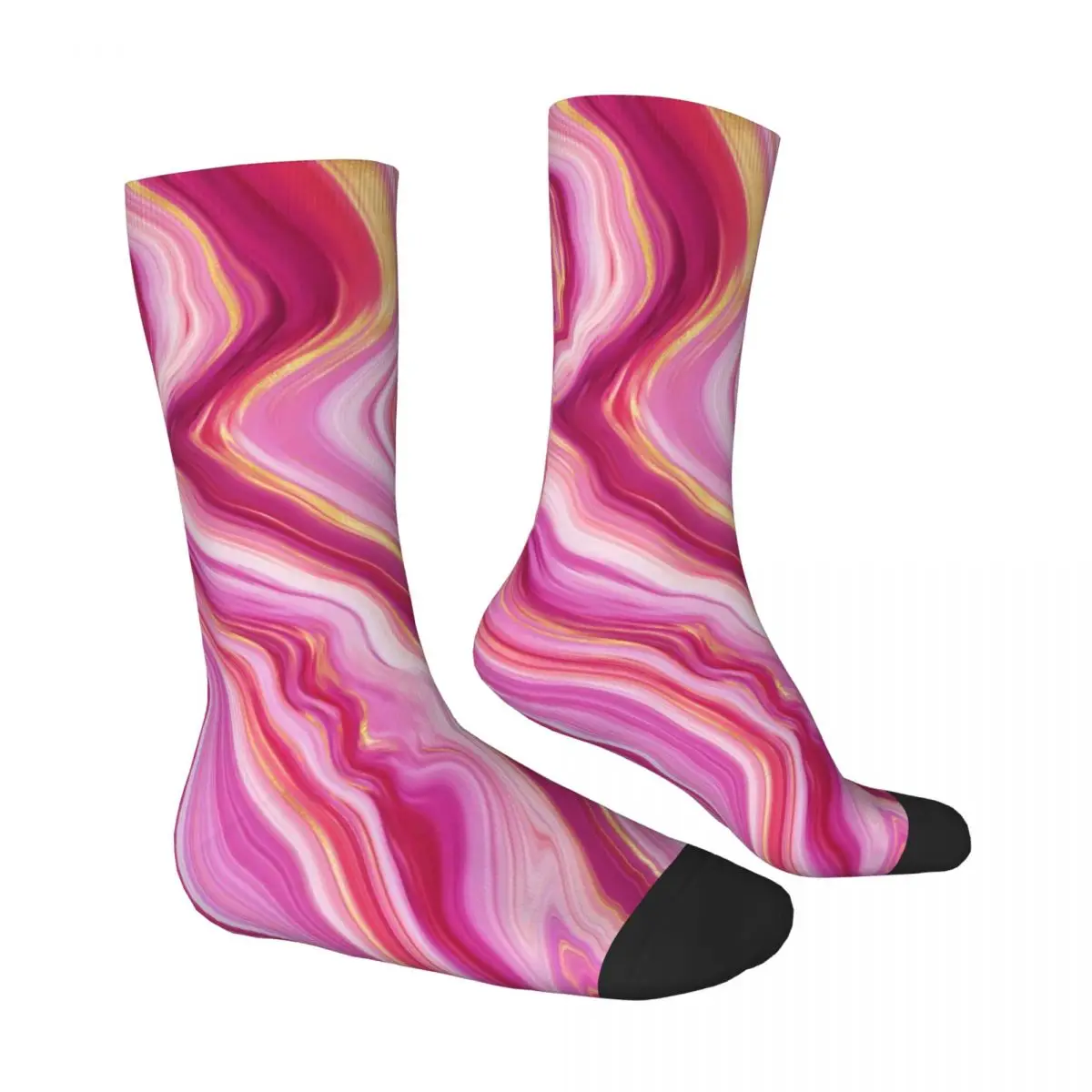 Marble Print Stockings Female Pink Liquid Socks Quality Funny Socks Spring Climbing Non Slip Printed Socks Gift