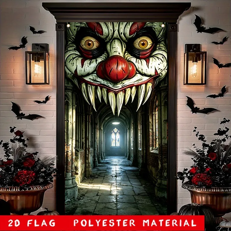 Halloween-Dekorationen Türbanner Gruseliges Zombie-Thema Wanddekoration für Innen und Außen Spukhaus-Themenparty-Dekoration