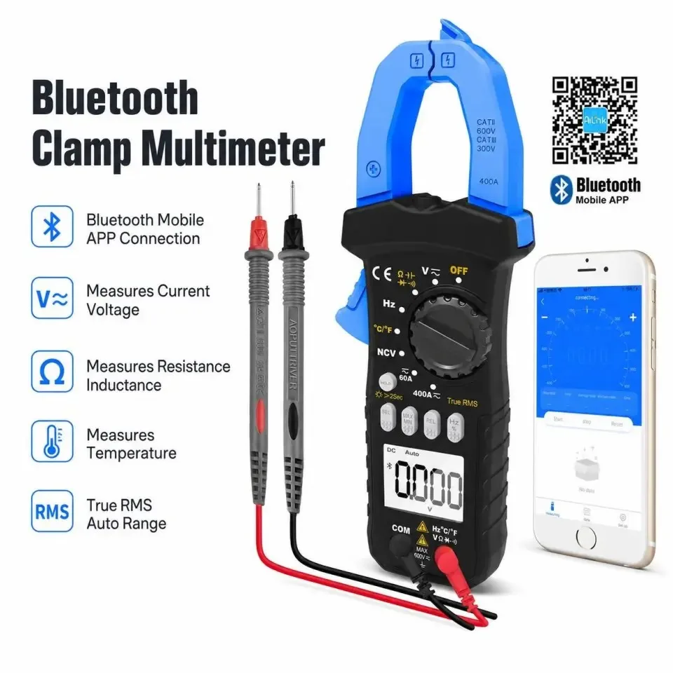 HoldPeak True RMS Clamp Meter Bluetooth APP ±0.5% Accuracy  with Hold Date LCD NCV 600A Auto-Ranging CAT III for Electrician