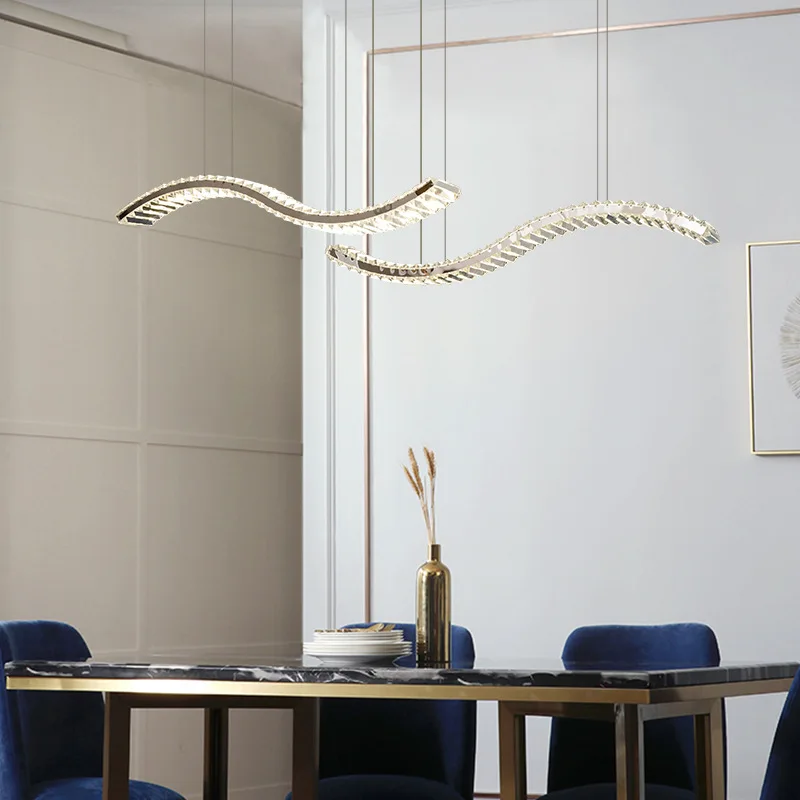 Modern Luxury High-end LED Ceiling Chandelier Lamp Crystal S-shaped Art Pendant Lights Home Decoration Dinning Living Room Lobby