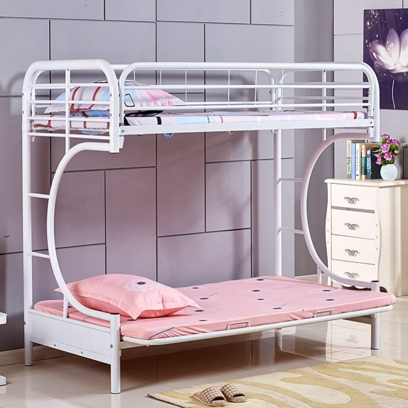 

Folding sofa, double layer iron frame upper and lower layers of adult frame bed, high and low bed, upper and lower lay