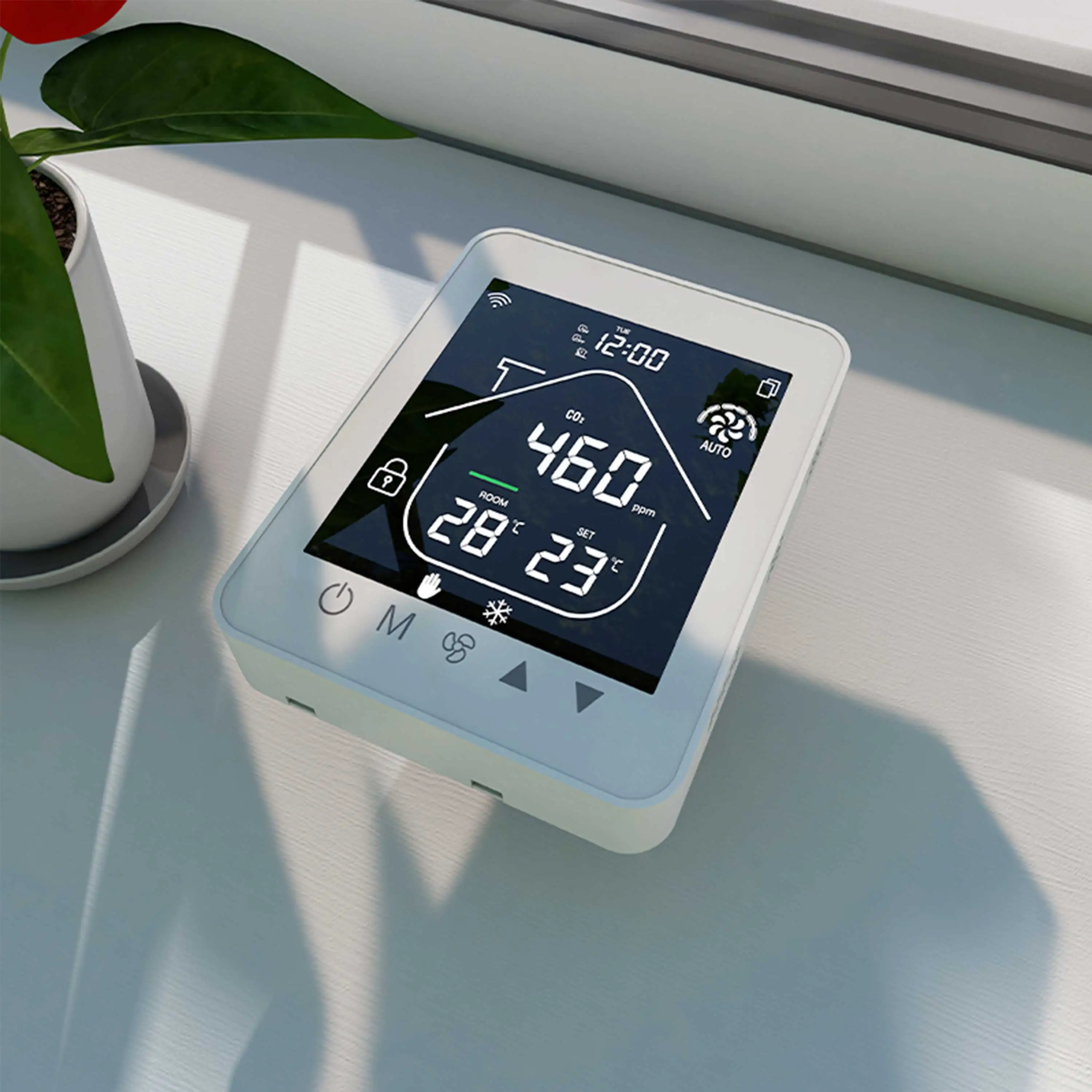 Contrôleur de CO2 d'air frais pour réglage de la bobine du ventilateur de température 2 en 1, connexion à distance WIFI et RS485 avec capteur de mémoire historique