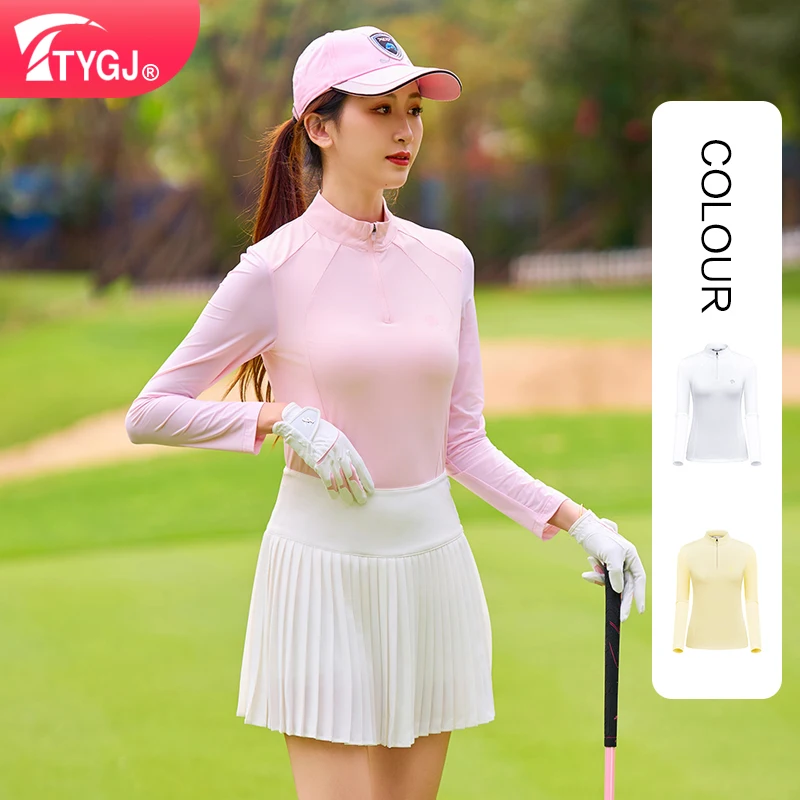 TTYGJ 2024 Women\'s Golf Wear Long Sleeve Top Gym Shirts Yoga Fitness Sport Women Cloting Spodrtswear Half Zip Blouse Jacket