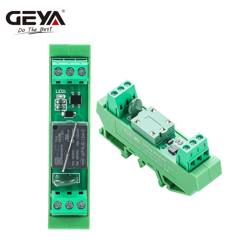 GEYA Pluggable Relay Module 1 Channel AC/DC 24V 12V 110V 220VAC Din Rail Mounted GSM Relay Control Timer Module
